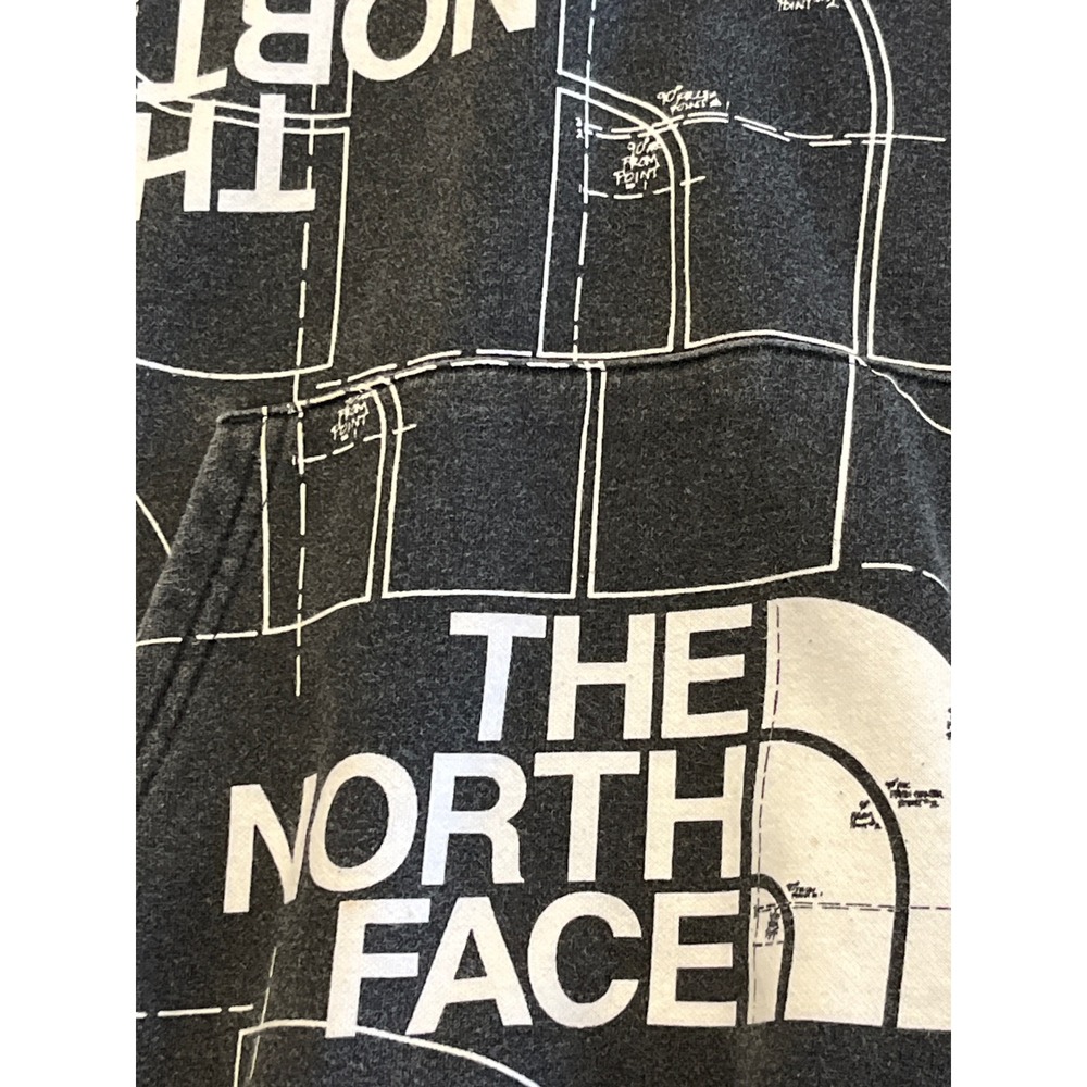 The North Face Mens Blueprint Logo All Over Print‎ Hoodie Black White Large